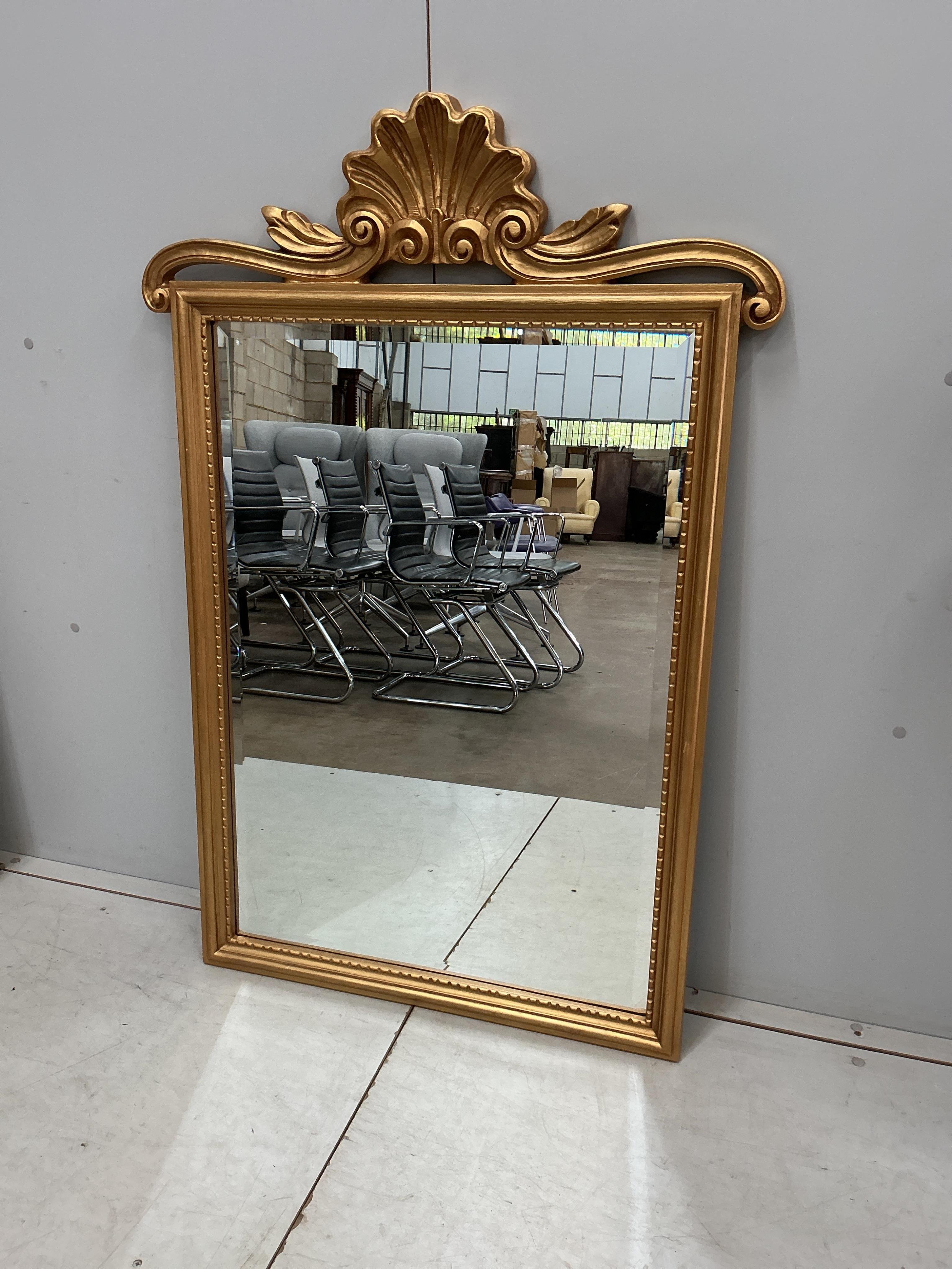A pair of Regency style rectangular giltwood wall mirrors, width 81cm, height 120cm